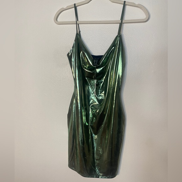 Green Metallic Mini Dress - Picture 1 of 4